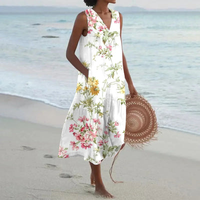 Annelies™ | Zomerse Mouwloze Jurk met Bloemenprint