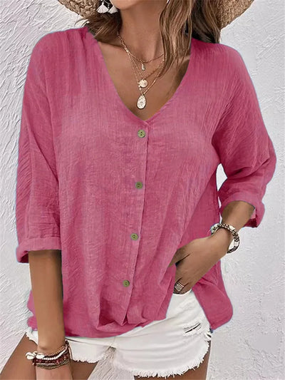 Janneke™ | Casual Knoopblouse met Rolmouwen