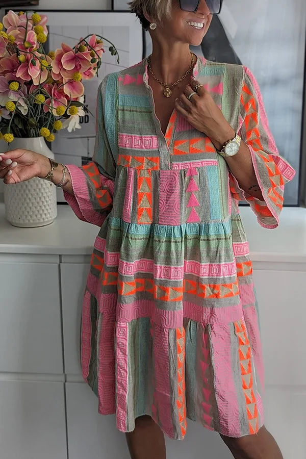 Sibe™ | Boho Tuniekjurk met Vrolijke Kleuren