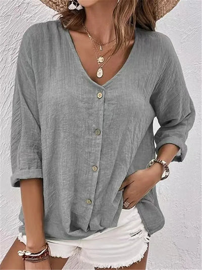 Janneke™ | Casual Knoopblouse met Rolmouwen
