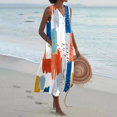 Annelies™ | Zomerse Mouwloze Jurk met Bloemenprint