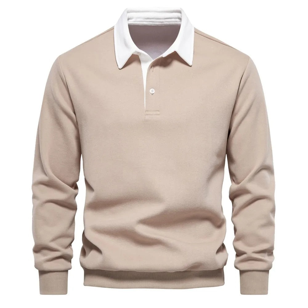 Adrian™ | Polo met Lange Mouwen en Contrastkraag