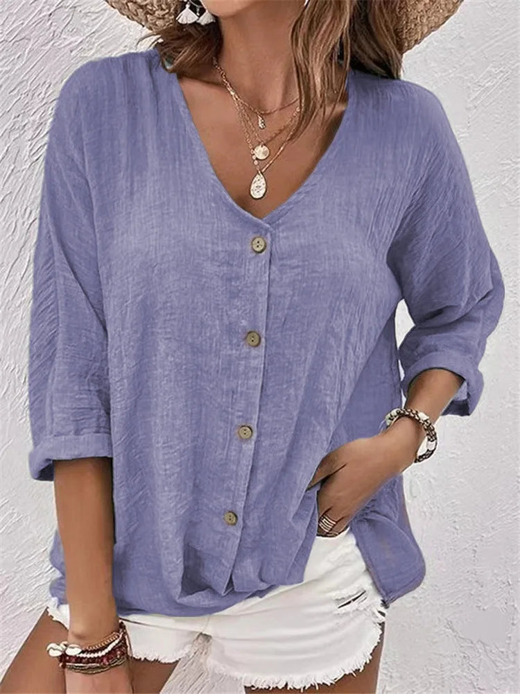 Janneke™ | Casual Knoopblouse met Rolmouwen