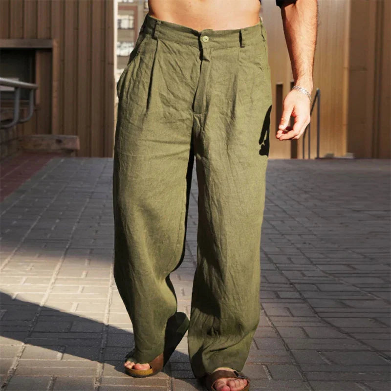 Meindert™ | Wijde linnen broek