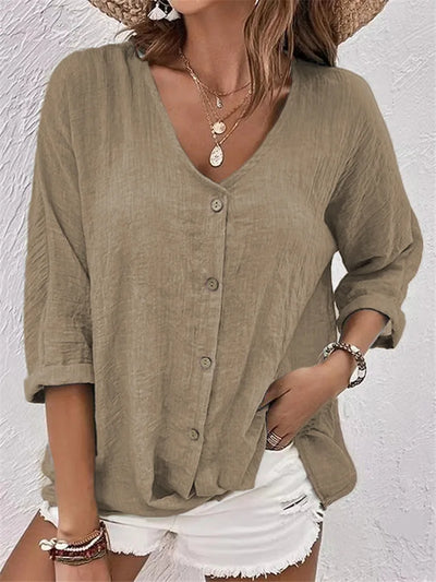 Janneke™ | Casual Knoopblouse met Rolmouwen