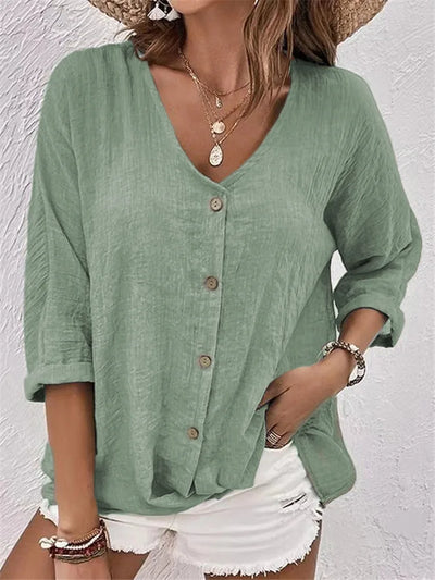 Janneke™ | Casual Knoopblouse met Rolmouwen