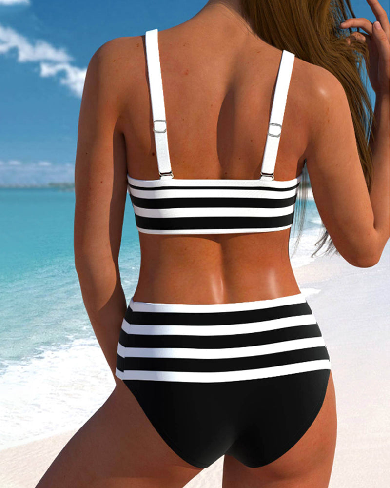 Nel® | Gestreepte bikini met hoge taille