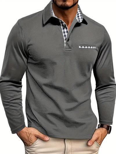 Preston™ | Lange Mouw Polo met Geruit Accent