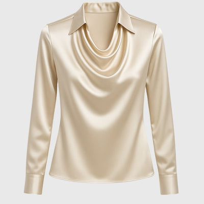 Elara™ | Blouse met Watervalhals en Lange Mouwen