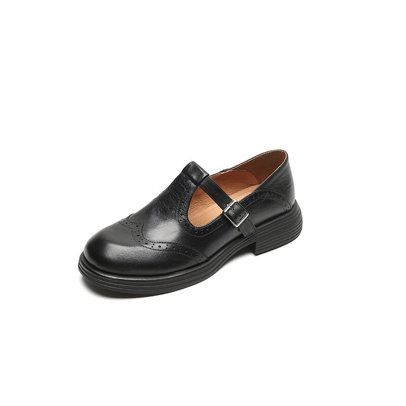 Harmke™ | Vintage Mary Jane Instappers in Bruin Leder