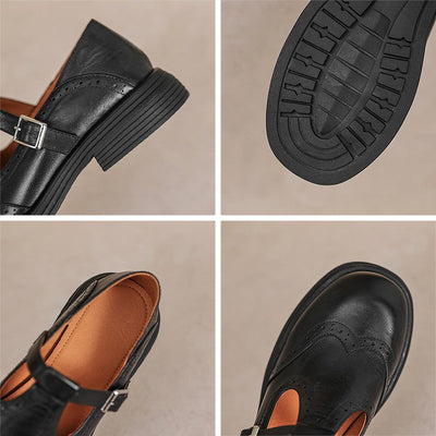 Harmke™ | Vintage Mary Jane Instappers in Bruin Leder