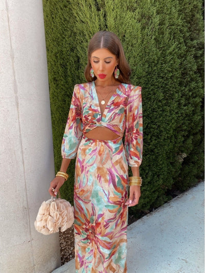 Carina | Midi jurk met Abstracte Print