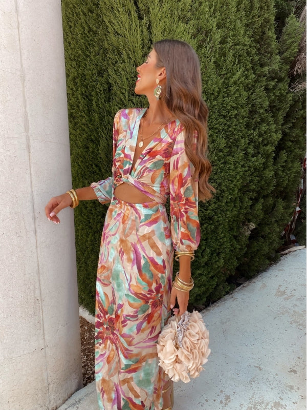 Carina | Midi jurk met Abstracte Print