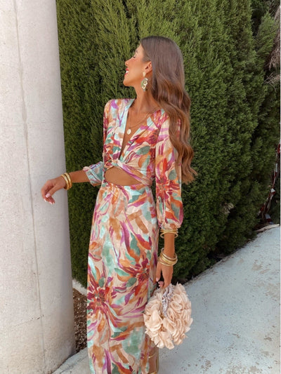 Carina | Midi jurk met Abstracte Print