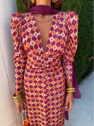 Elodia | Lange Mouwen Jurk met Print